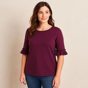 Banana Republic Burgundy Ruffle Sleeve Medium | Romantic Feminine